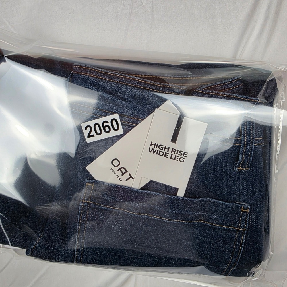 OAT New York High Rise Wide Leg Jeans Dark Wash Raw Hem Size 12/31 F0004-CATJ - Picture 12 of 12